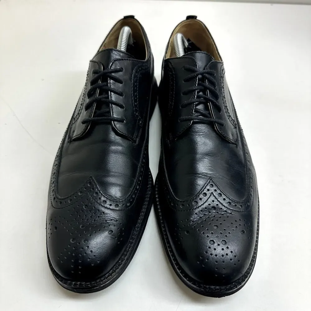 VERY GOOD Cole Haan OriginalGrand Longwing Oxfords Black Leather Gunboats 10.5